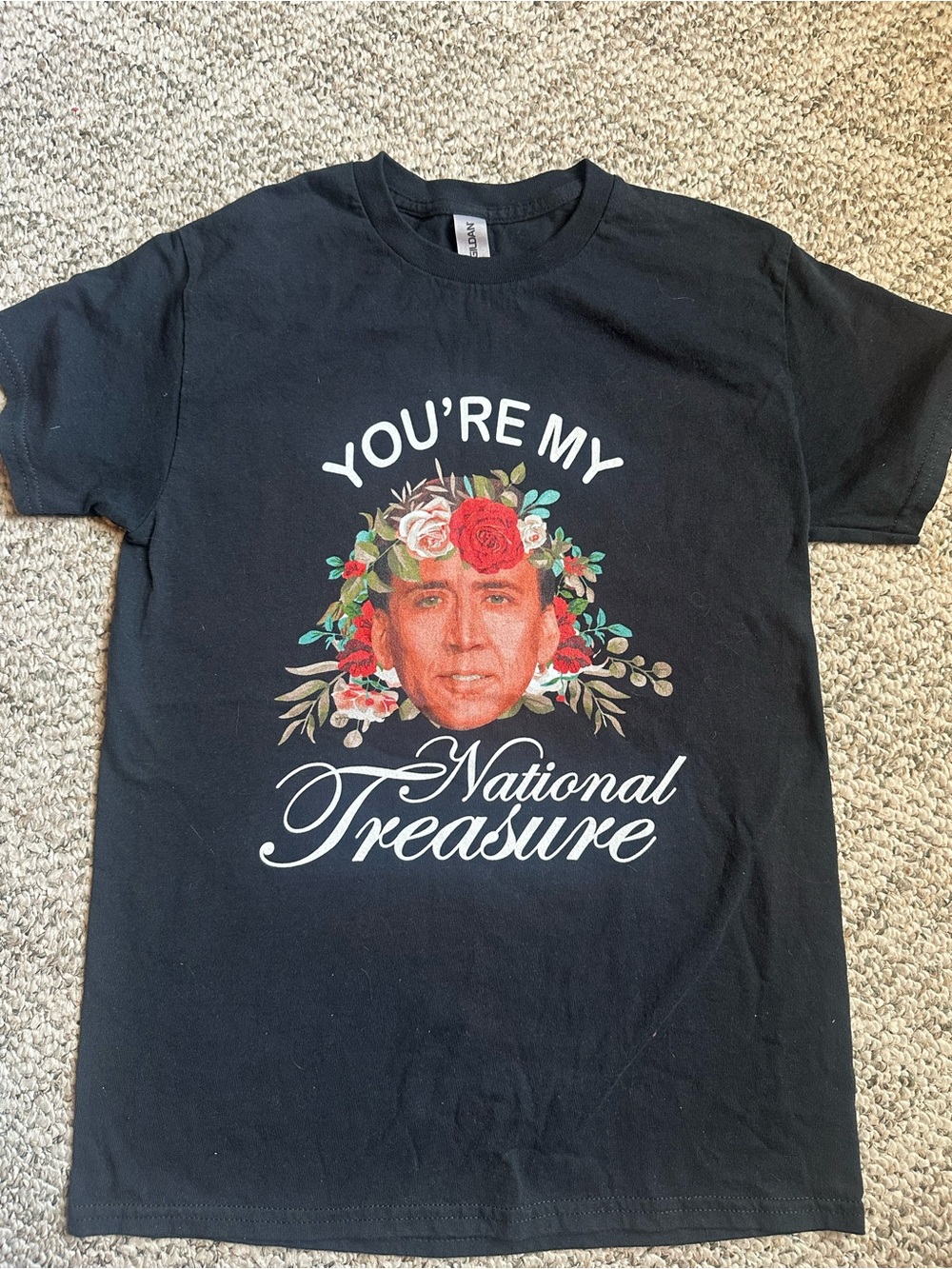 Black Crewneck T‑Shirt - "You're My National Treasure"